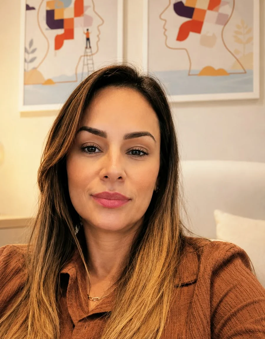 Fernanda Velozo, psicóloga e neuropsicóloga em Bauru, em seu consultório